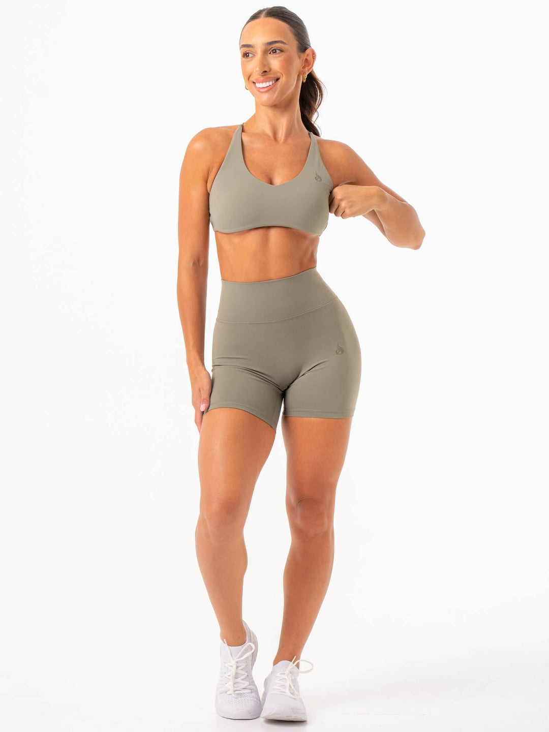 NKD High Waisted Scrunch Shorts - Desert Sage Clothing Ryderwear 