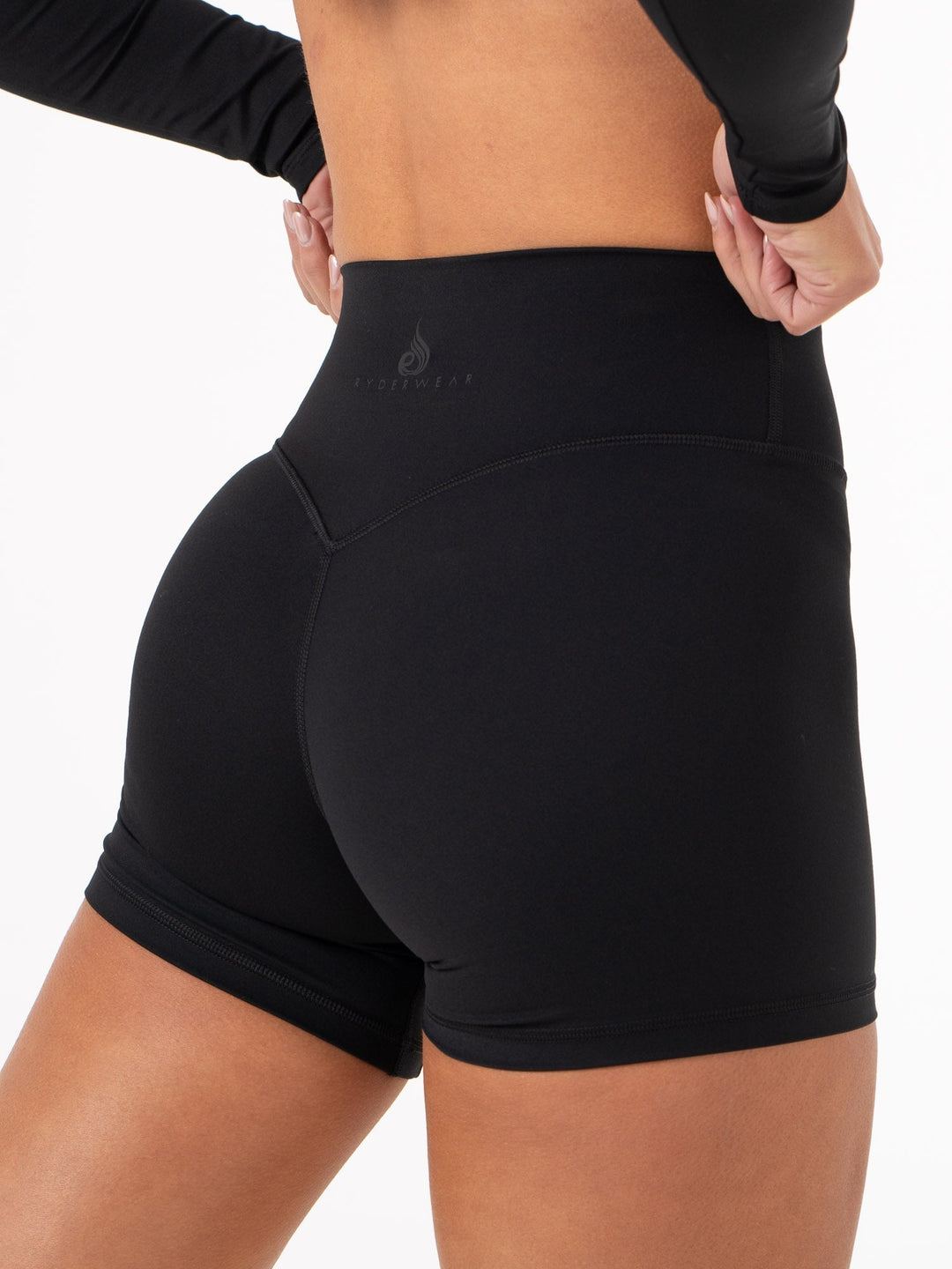 NKD High Waisted Shorts - Black Clothing Ryderwear 