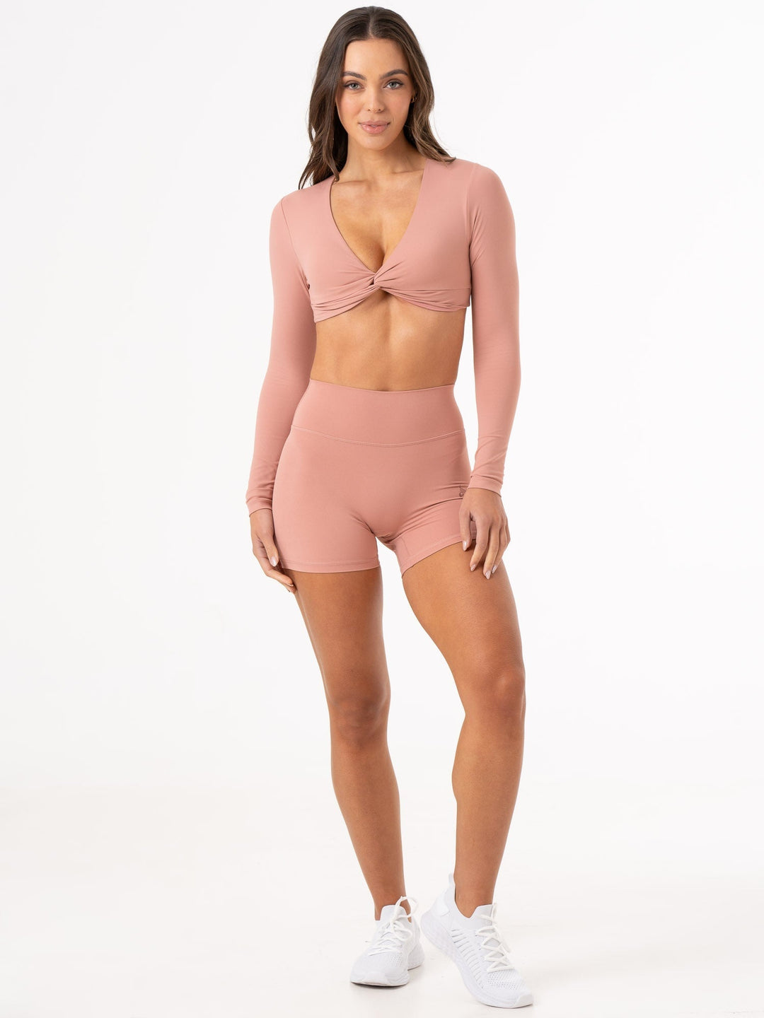 NKD High Waisted Shorts - Dusty Pink Clothing Ryderwear 