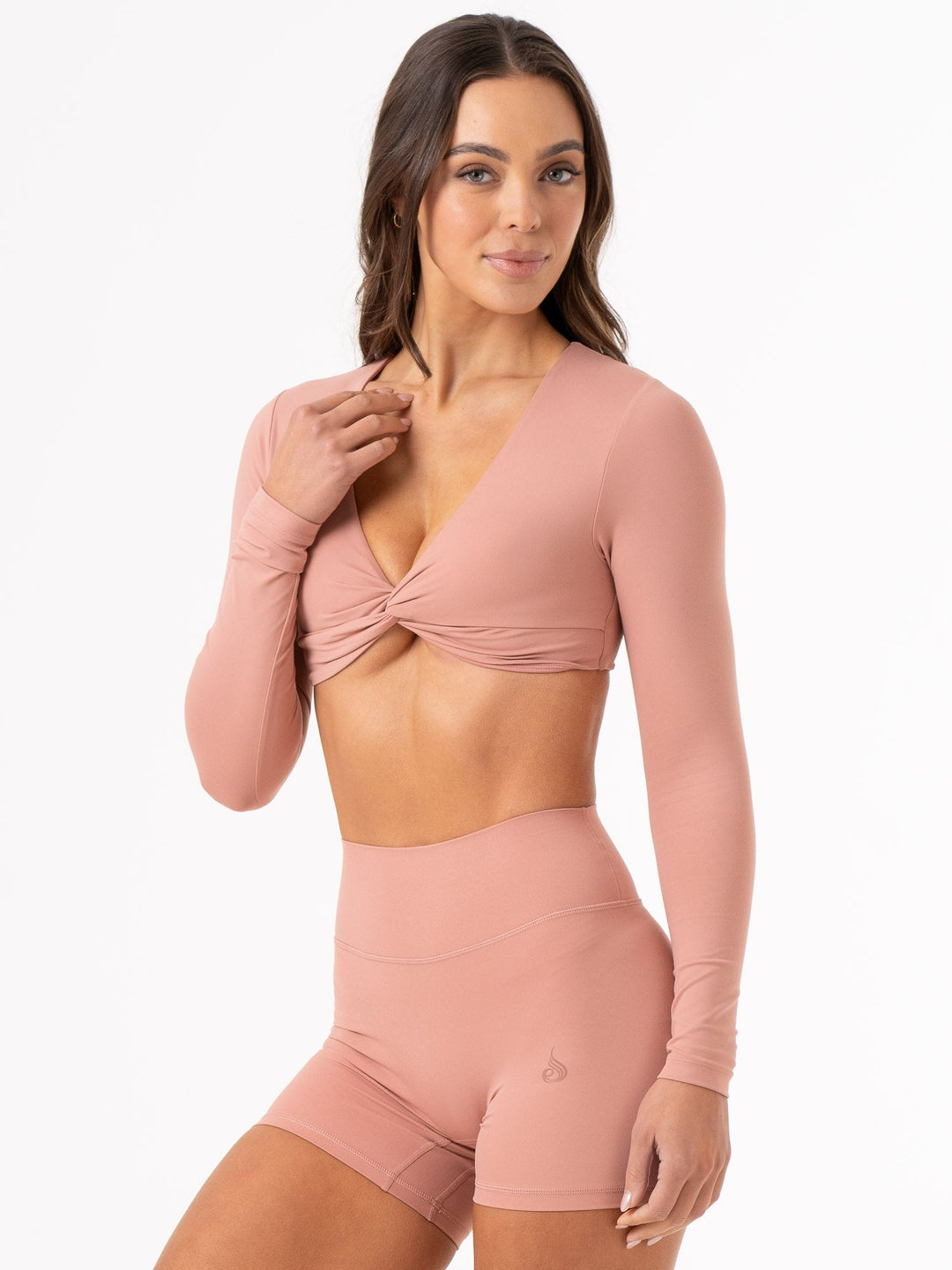 NKD Knot Long Sleeve Top - Dusty Pink Clothing Ryderwear 