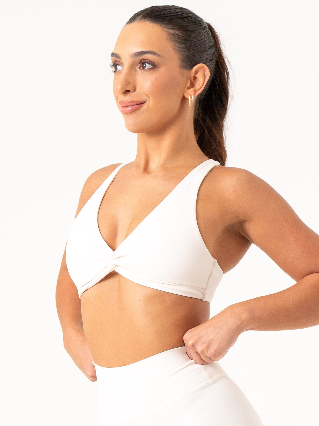 NKD Knot Sports Bra - Off White Clothing Ryderwear 