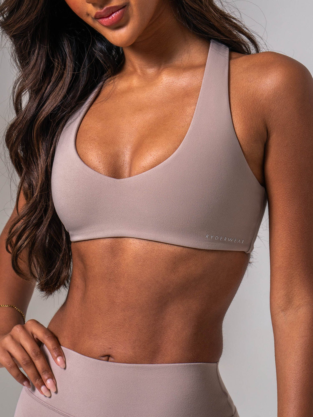 NKD Luxe V Neck Bra - Almond Clothing Ryderwear 
