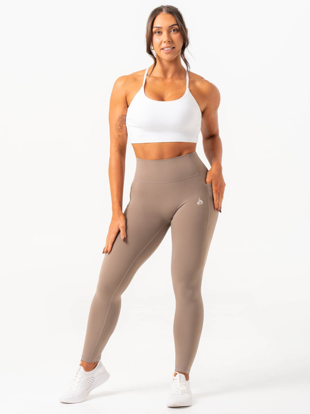 NKD Pocket Leggings - Taupe Clothing Ryderwear 