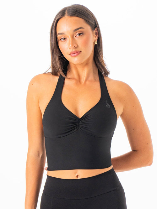 NKD Scrunch Halter Tank Black