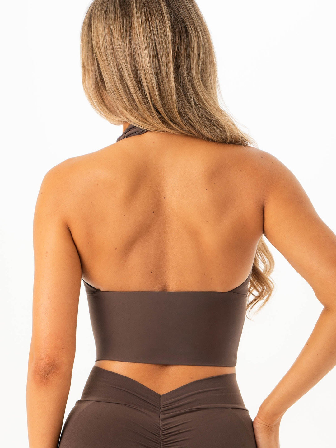 NKD Scrunch Halter Tank - Espresso Clothing Ryderwear 