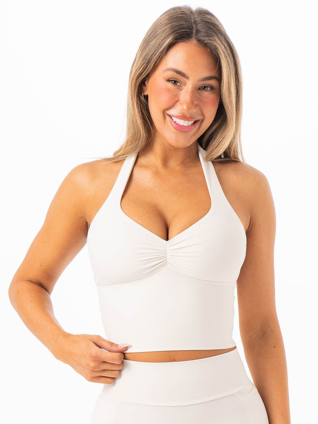 NKD Scrunch Halter Tank - Vanilla Clothing Ryderwear 