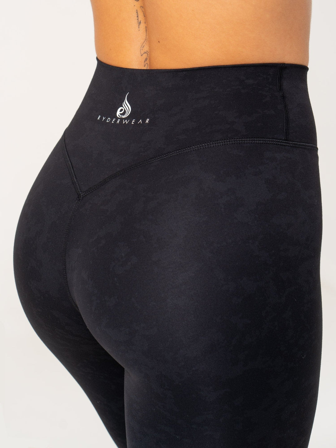 NKD Stonewash High Waisted Leggings - Black Stonewash Clothing Ryderwear