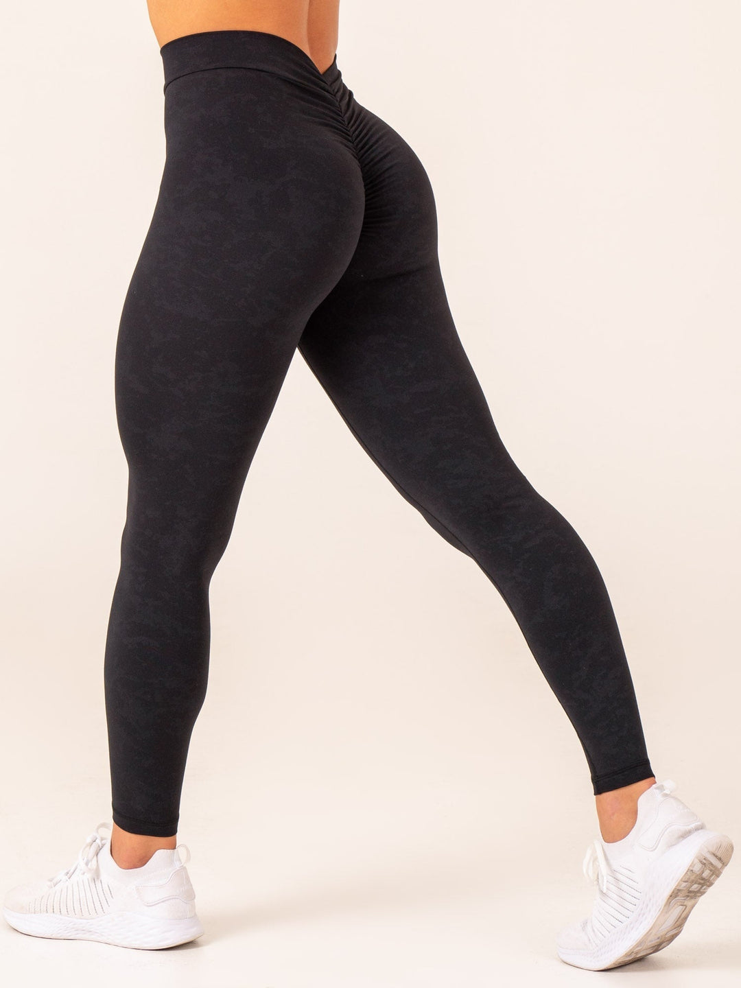 NKD Stonewash V Scrunch Leggings - Black Stonewash Clothing Ryderwear