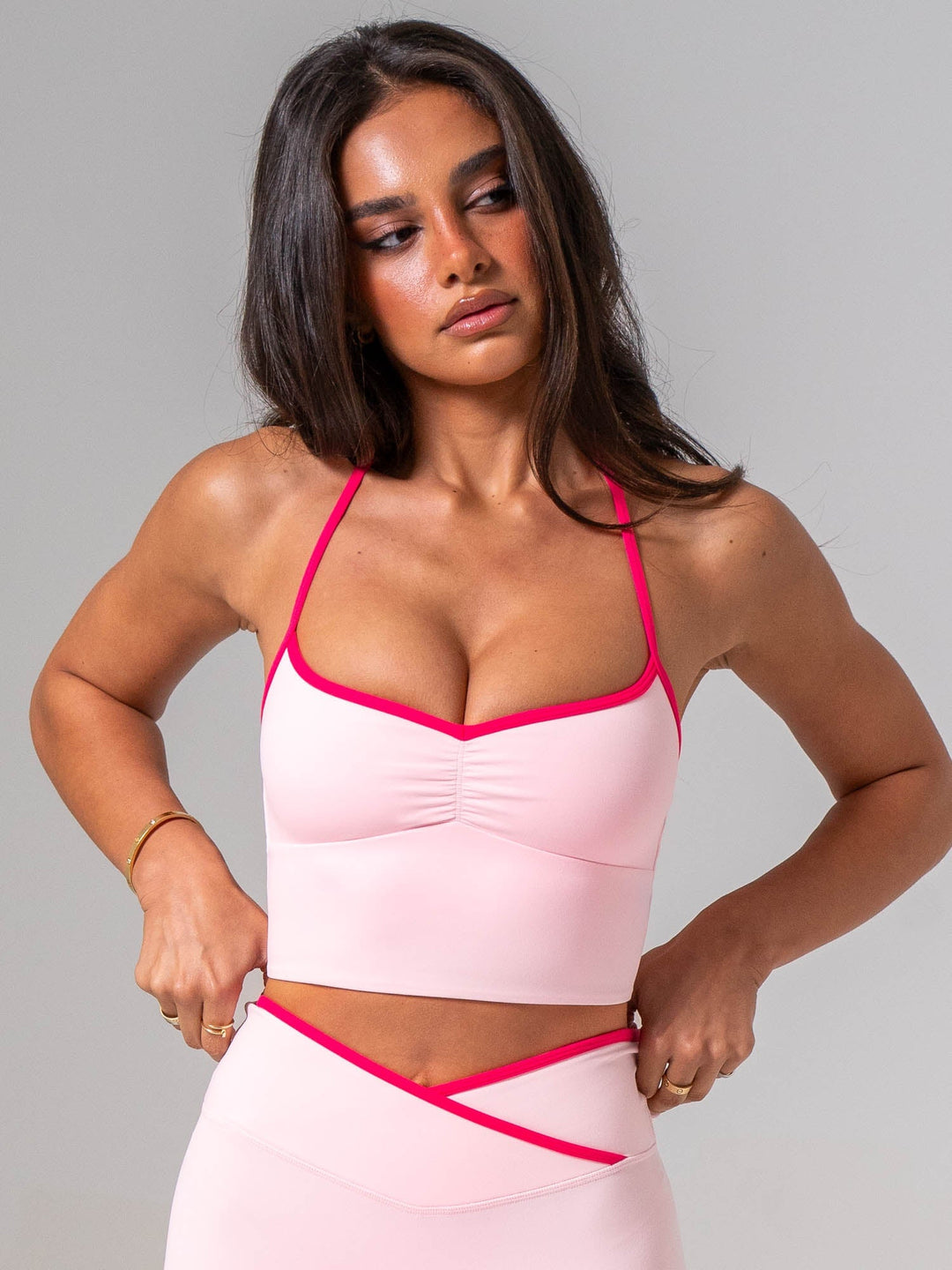 NKD Sweetheart Contrast Tank - Pink On Pink Clothing Ryderwear 