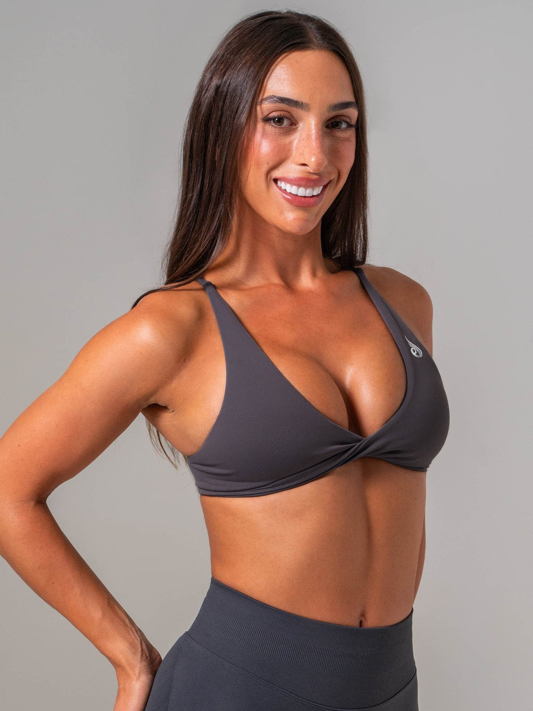 NKD Twist Sports Bra - Graphite Clothing Ryderwear 
