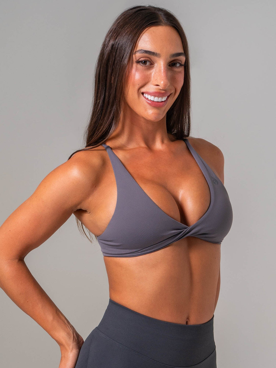 NKD Twist Sports Bra - Graphite Clothing Ryderwear 