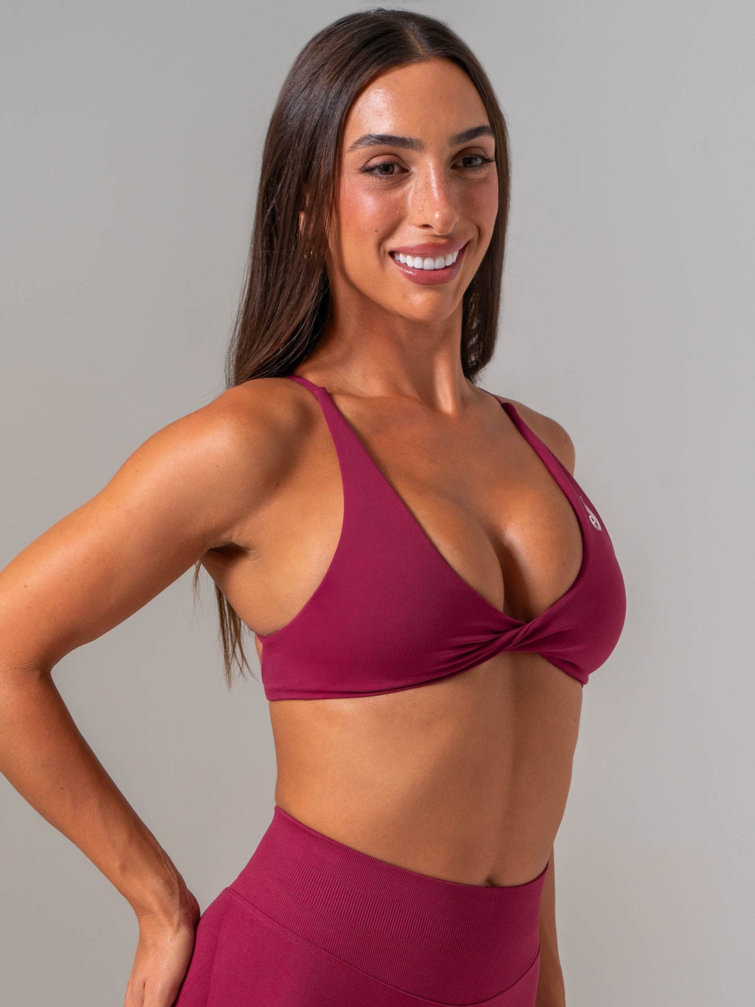 NKD Twist Sports Bra - Wine Clothing Ryderwear 