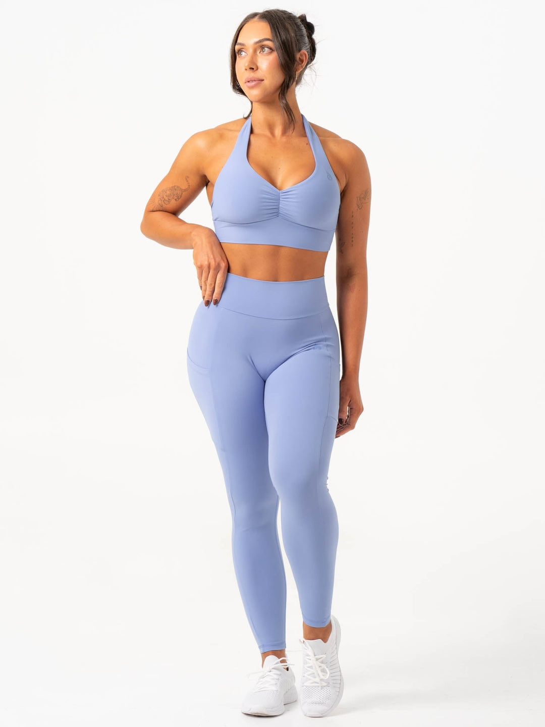 NKD V Scrunch Pocket Leggings - Dreamy Blue Clothing Ryderwear 