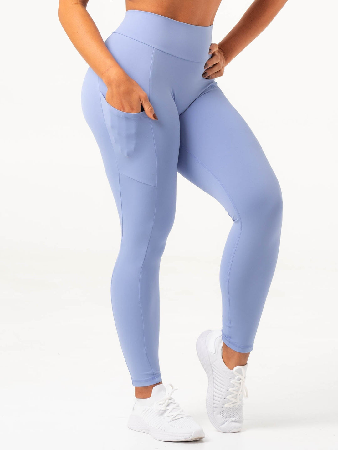 NKD V Scrunch Pocket Leggings - Dreamy Blue Clothing Ryderwear 