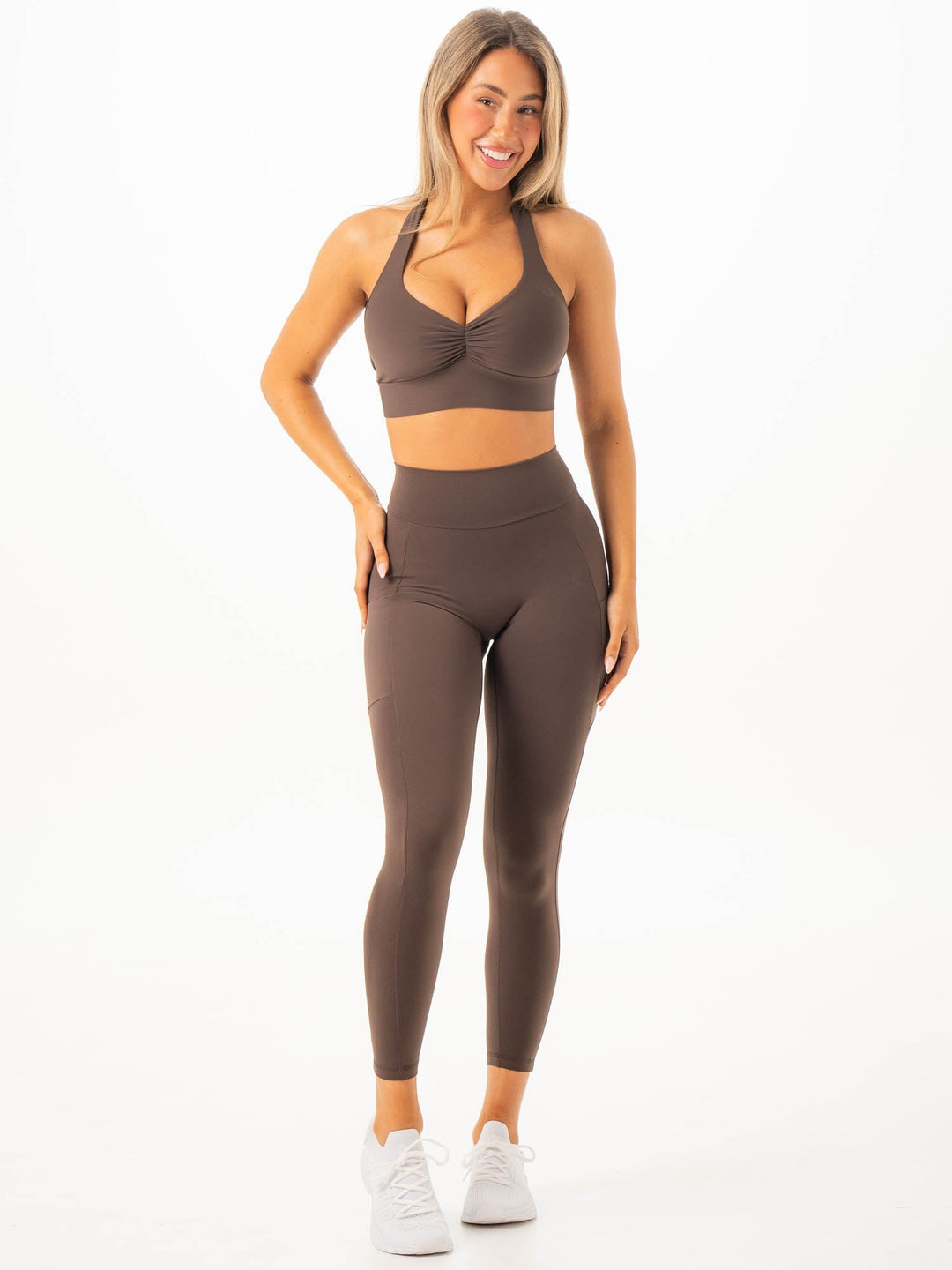 NKD V Scrunch Pocket Leggings - Espresso Clothing Ryderwear 