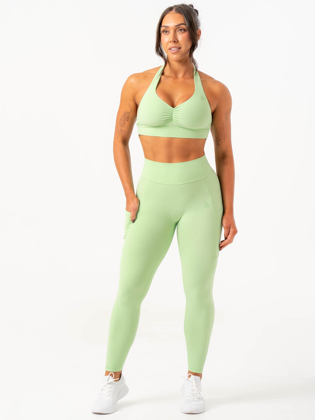 NKD V Scrunch Pocket Leggings - Green Glow Clothing Ryderwear 