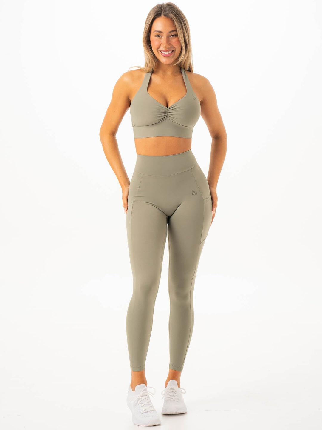 NKD V Scrunch Pocket Leggings - Khaki Clothing Ryderwear 