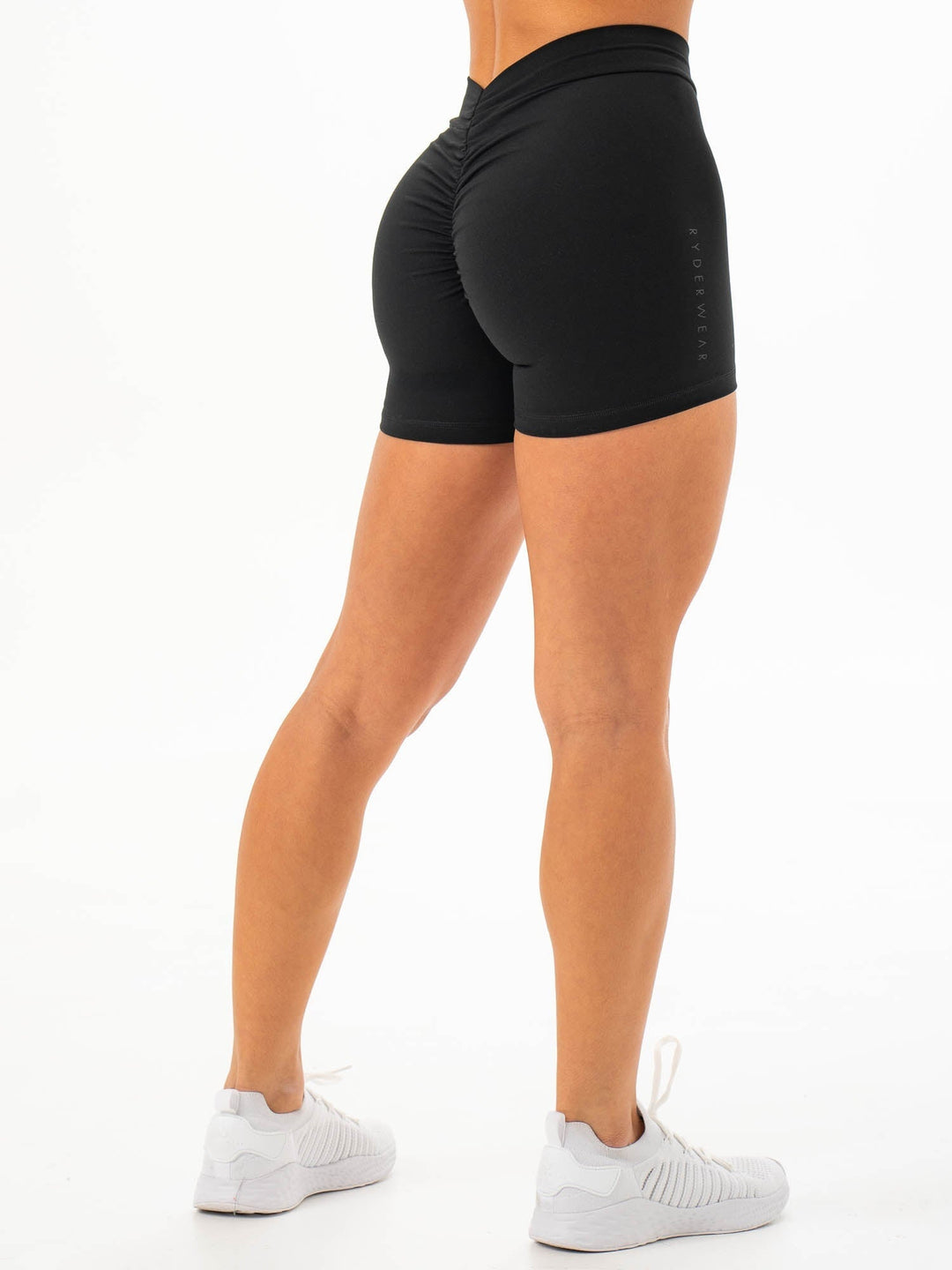 NKD V Scrunch Shorts - Black Clothing Ryderwear 