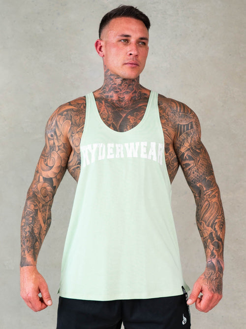 Stringer Tank - Grey with White Logo – Grand Muscle