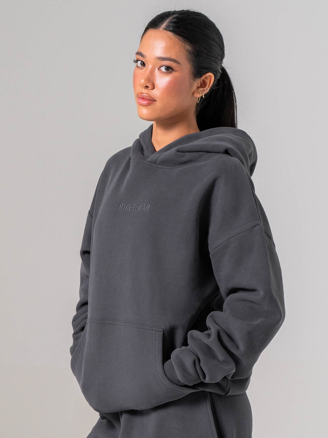 Plush Hoodie - Charcoal Clothing Ryderwear 