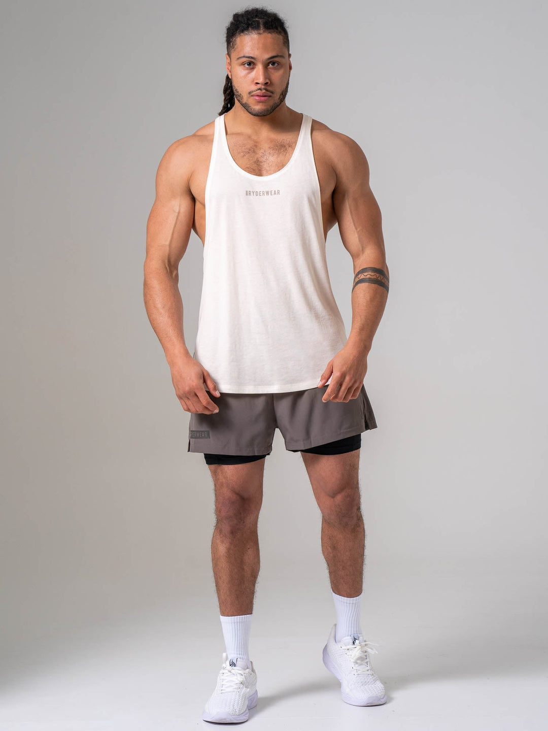 Pursuit 2 In 1 Training Shorts - Deep Taupe Clothing Ryderwear 