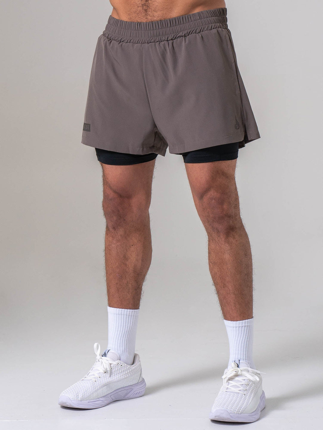 Pursuit 2 In 1 Training Shorts - Deep Taupe Clothing Ryderwear 