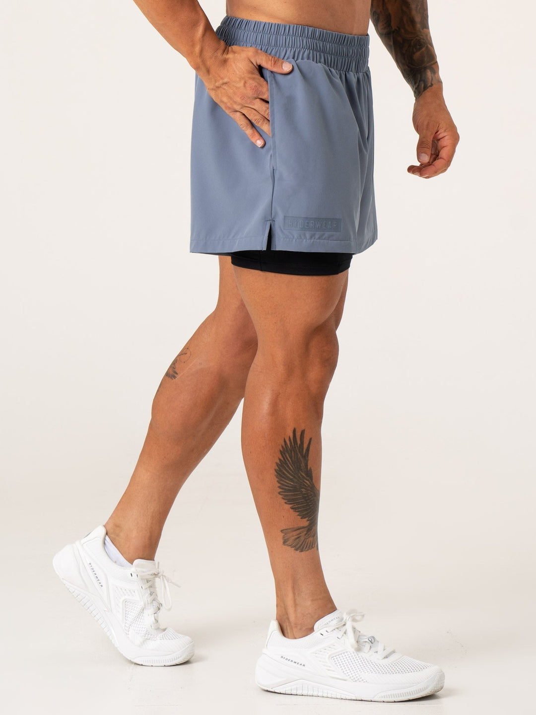 Pursuit 2 In 1 Training Shorts - Denim Blue Clothing Ryderwear 