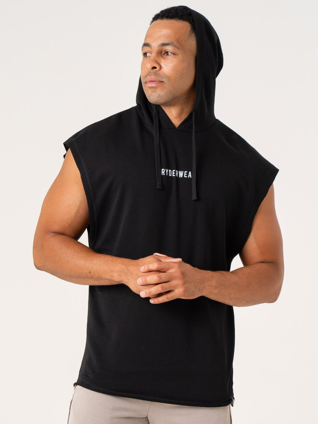 Pursuit Fleece Sleeveless Hoodie - Black Clothing Ryderwear