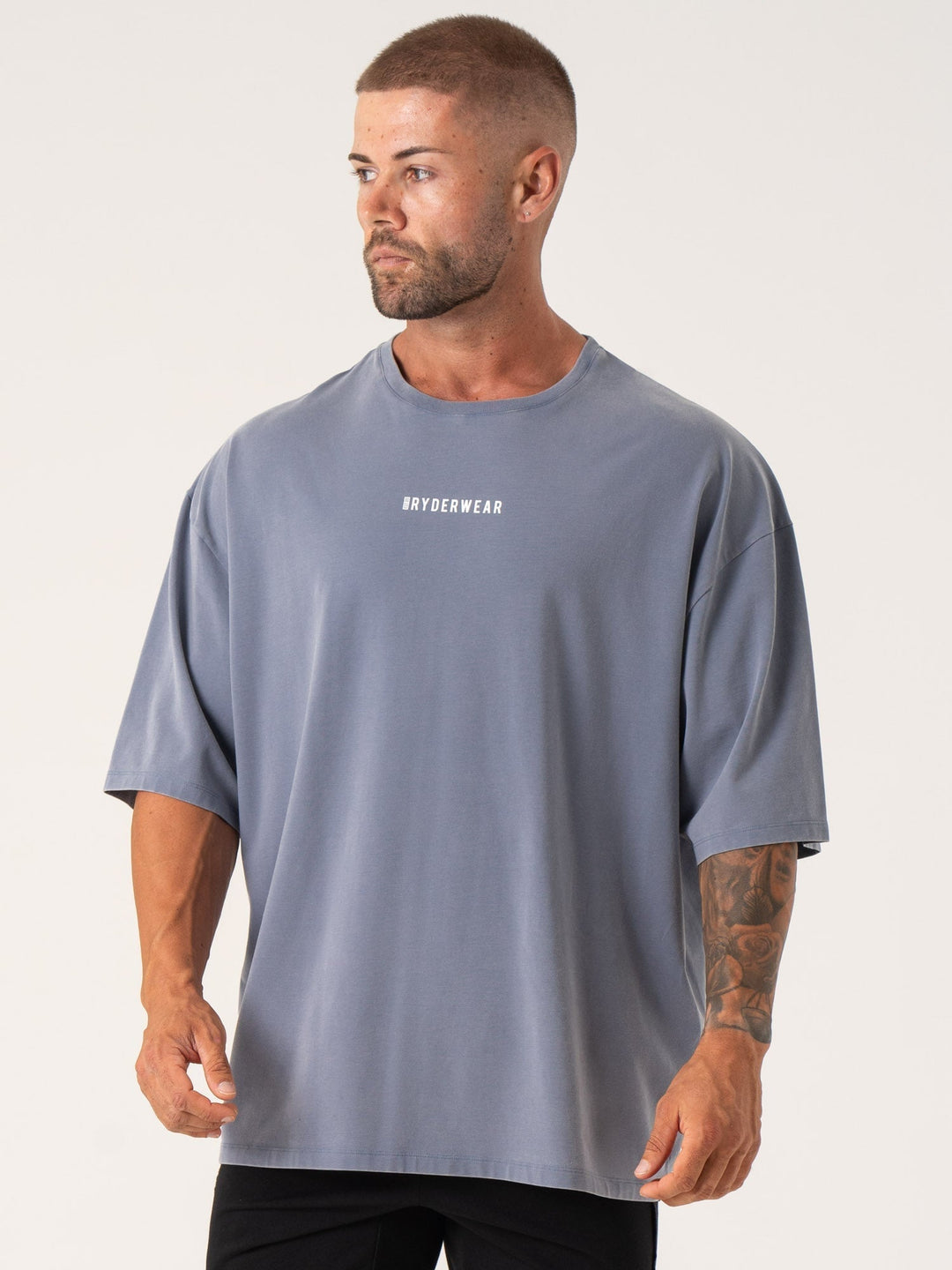 Pursuit Oversized T-Shirt - Denim Blue Stonewash Clothing Ryderwear
