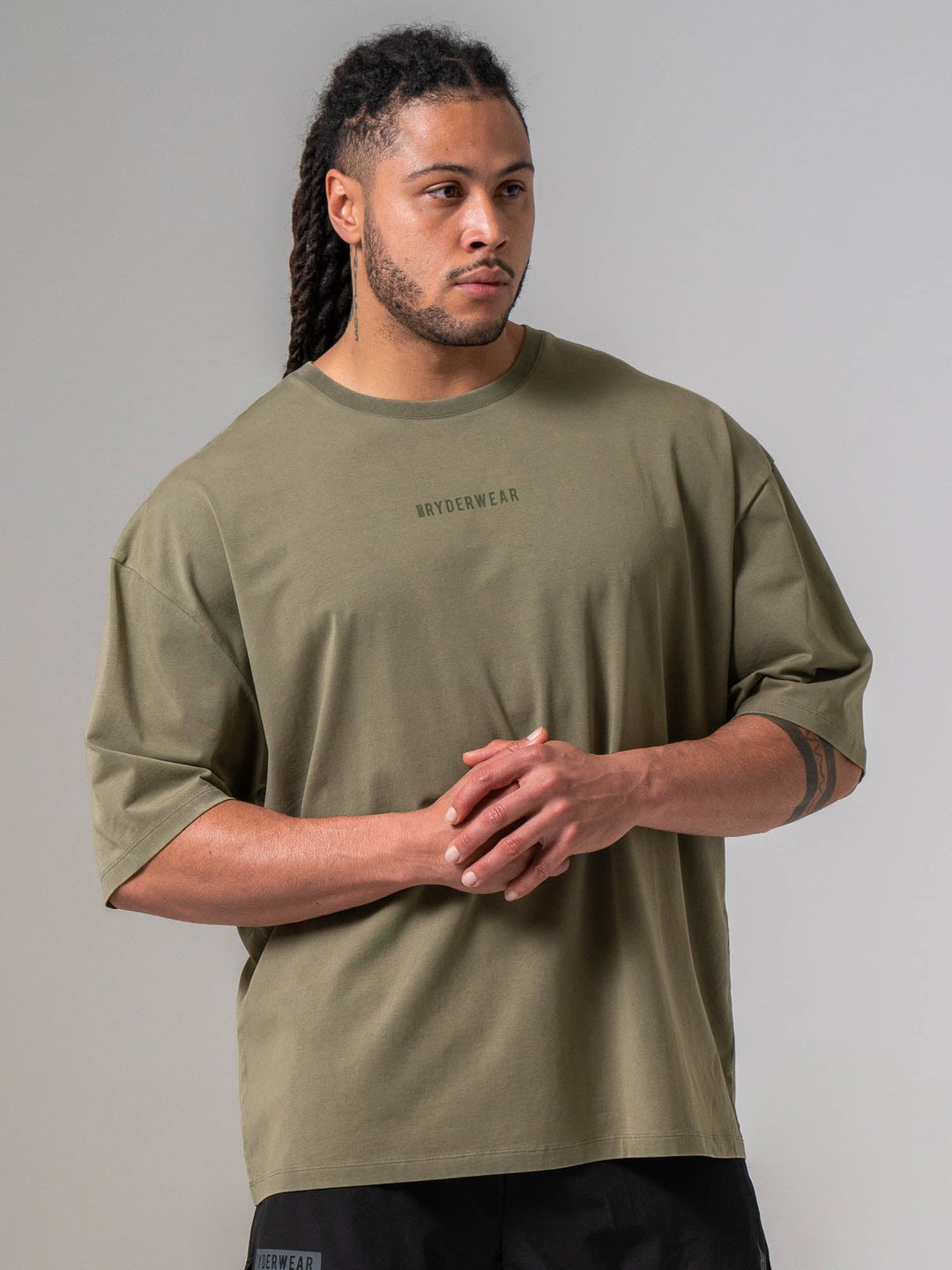 Pursuit Oversized T-shirt - Khaki Clothing Ryderwear 