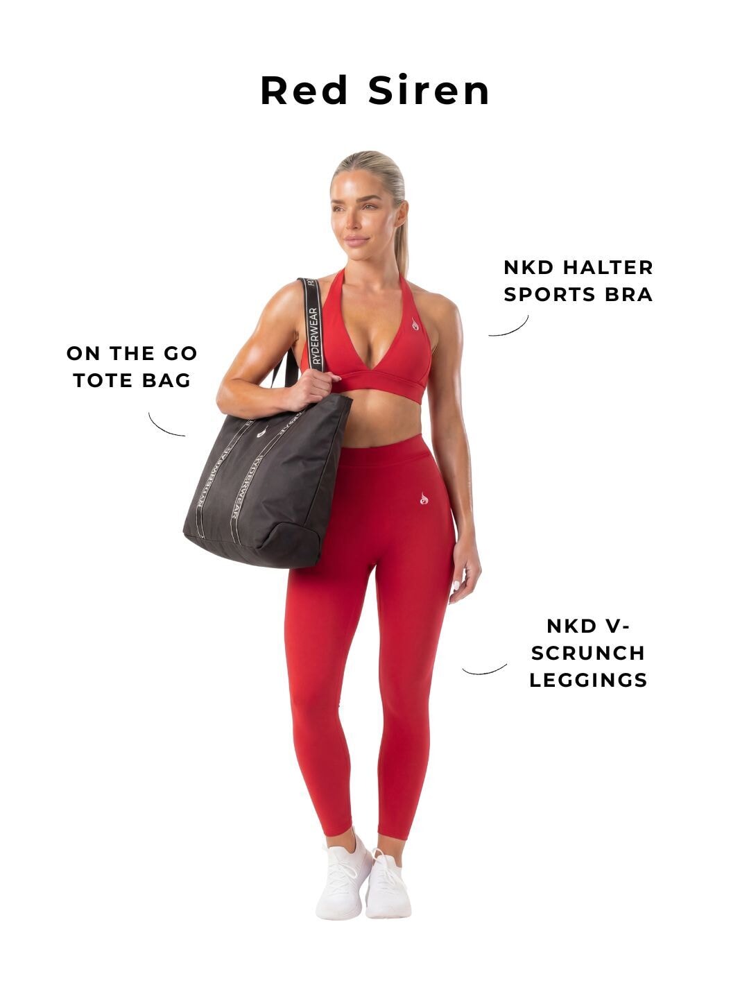 Red Siren Surprise - Sports Bra • Leggings • Gym Bag Ryderwear 