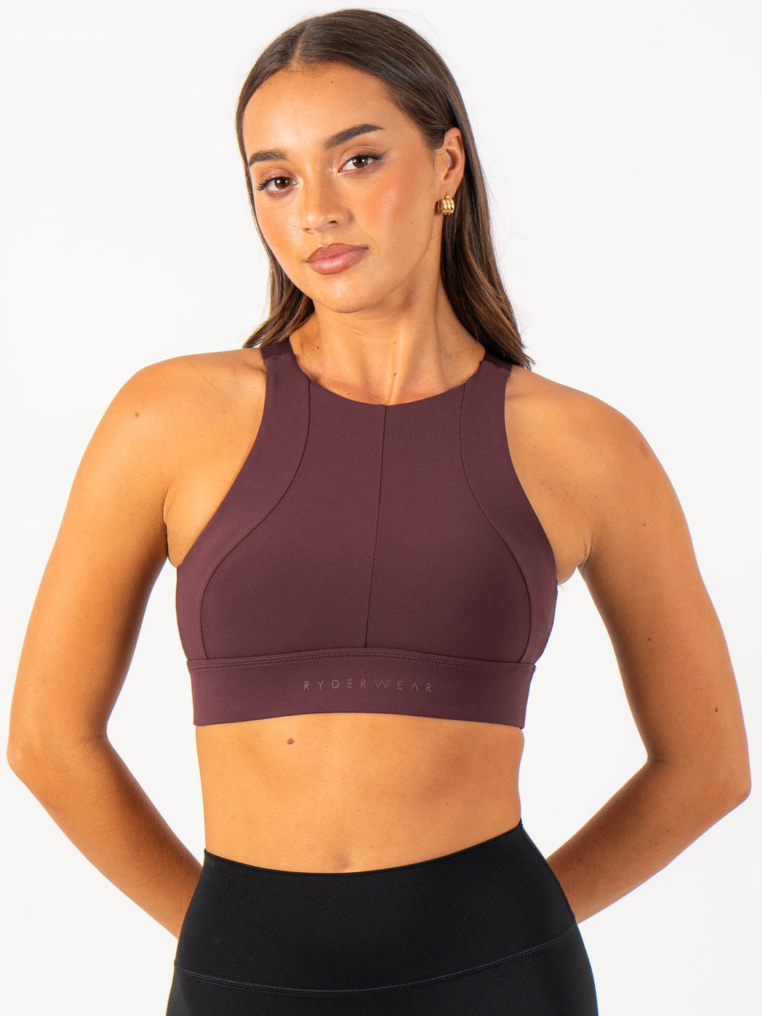 Reset High Impact Sports Bra - Chocolate Clothing Ryderwear 