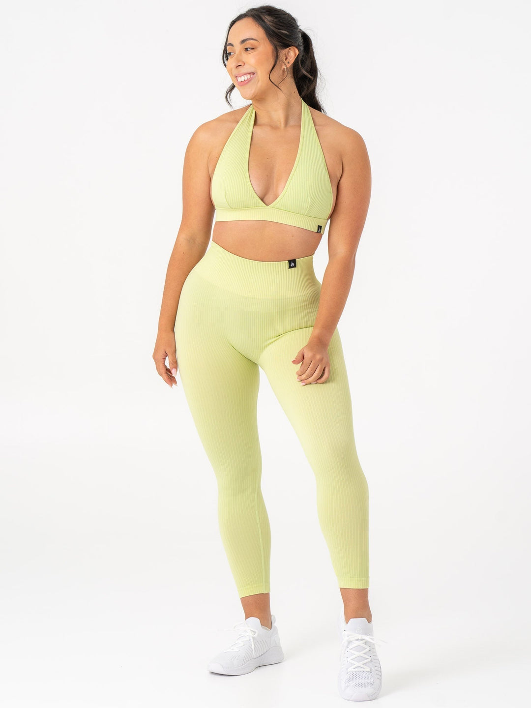 Rib Scrunch Seamless Leggings - Lime Clothing Ryderwear 