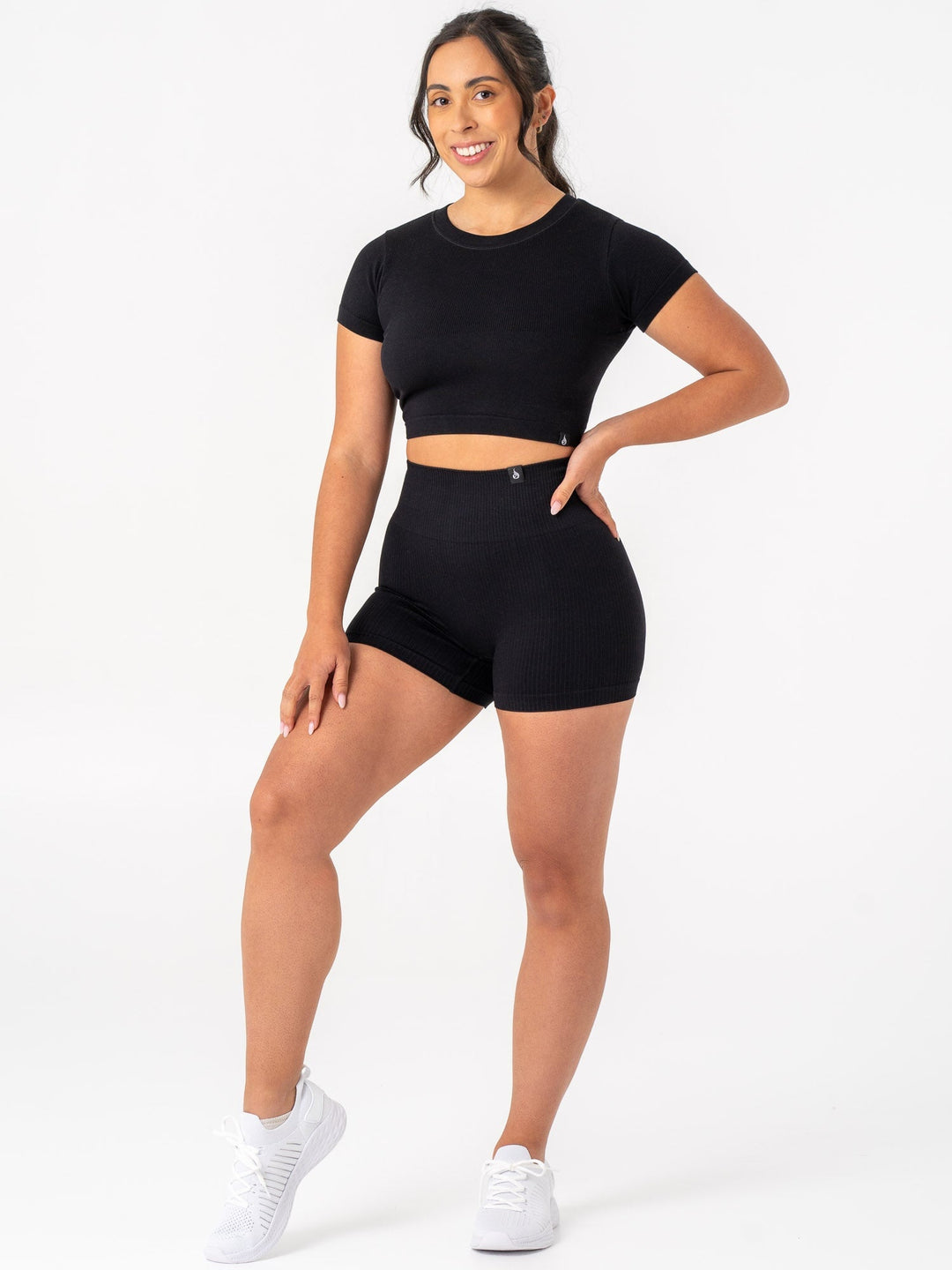 Rib Scrunch Seamless Shorts - Black Clothing Ryderwear 