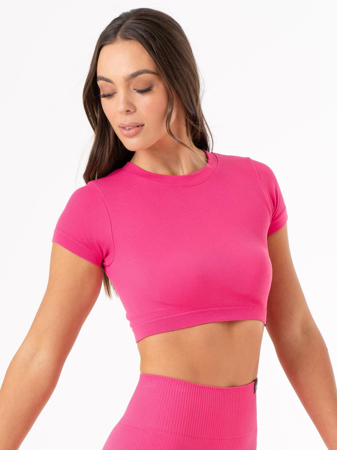 Rib Seamless T-Shirt - Hot Pink Clothing Ryderwear 