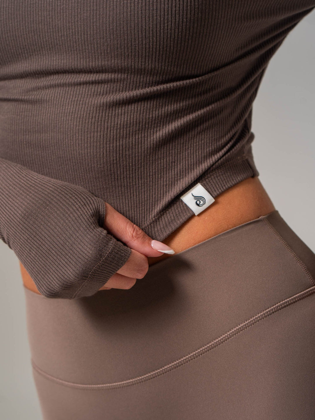 Ribbed Off Shoulder Long Sleeve Top - Cocoa Clothing Ryderwear 