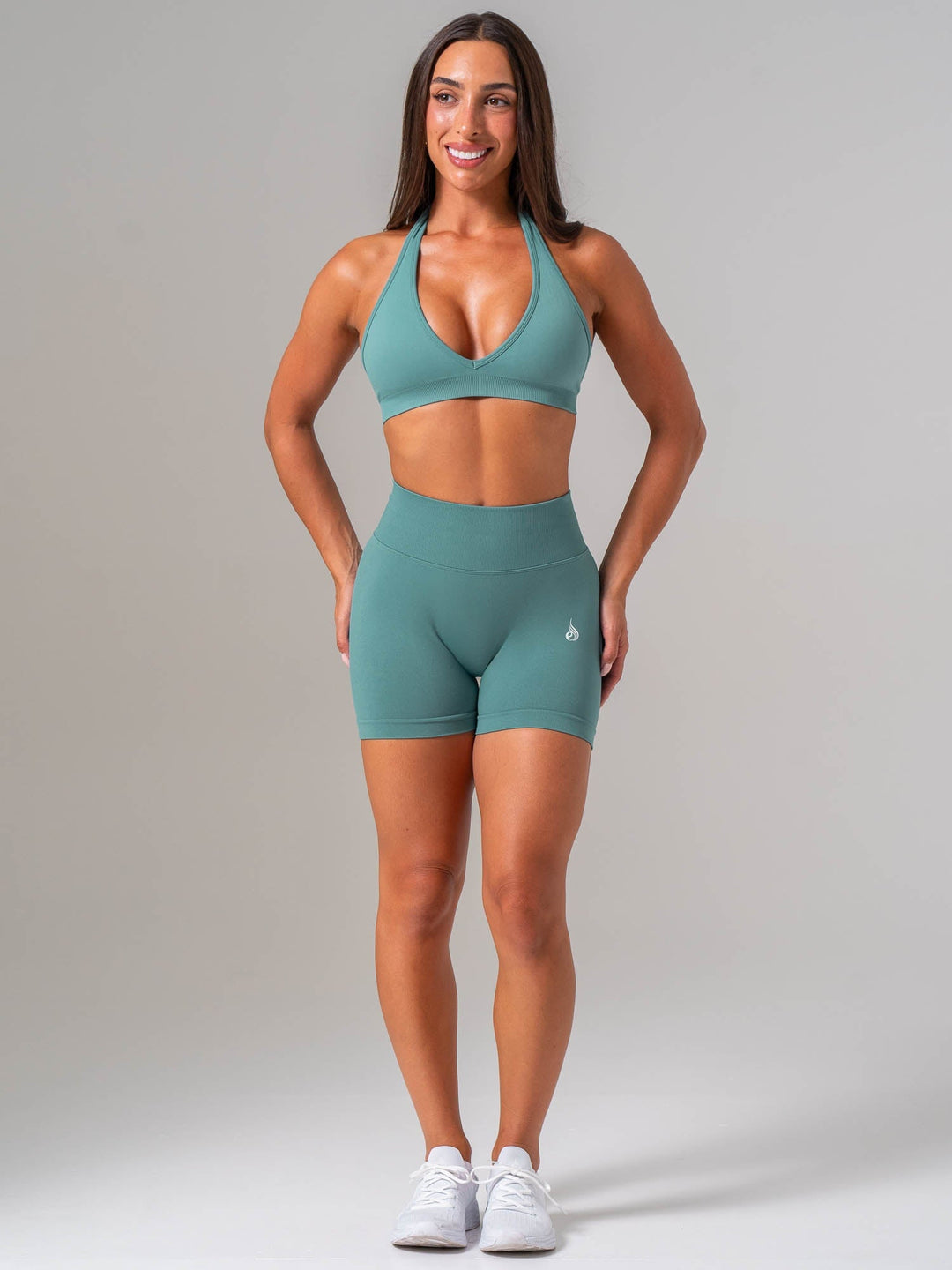 Sculpt Seamless Halter Bra - Aquamarine Clothing Ryderwear 