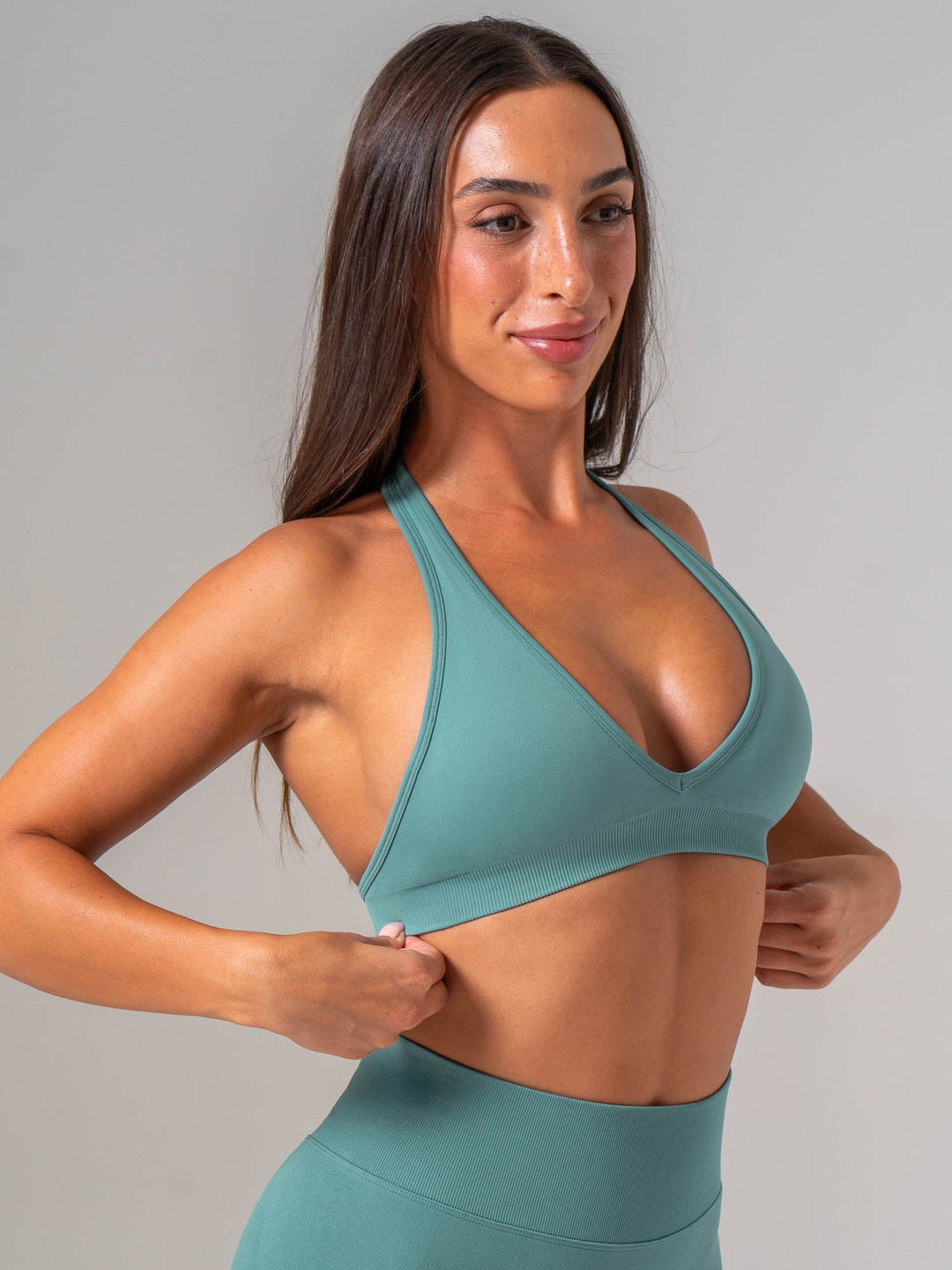 Sculpt Seamless Halter Bra - Aquamarine Clothing Ryderwear 