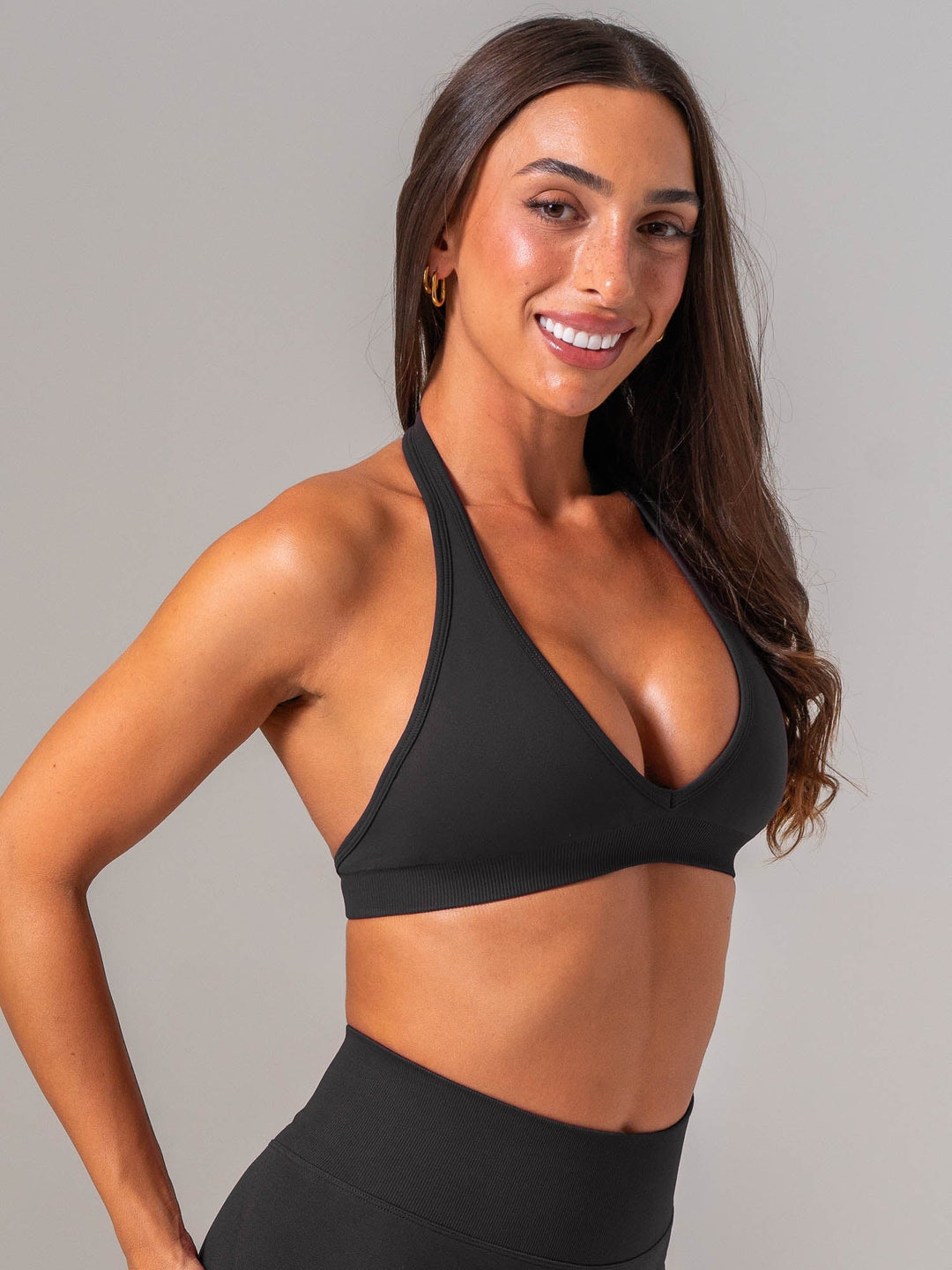 Sculpt Seamless Halter Bra - Black Clothing Ryderwear 