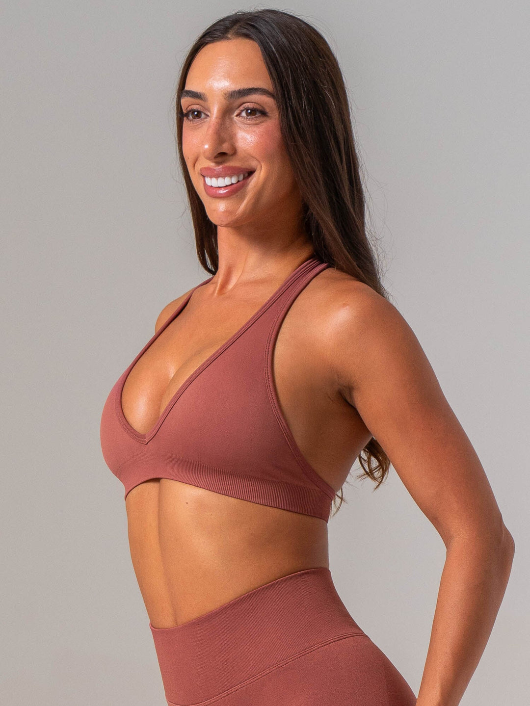 Sculpt Seamless Halter Bra - Dusty Blush Clothing Ryderwear 