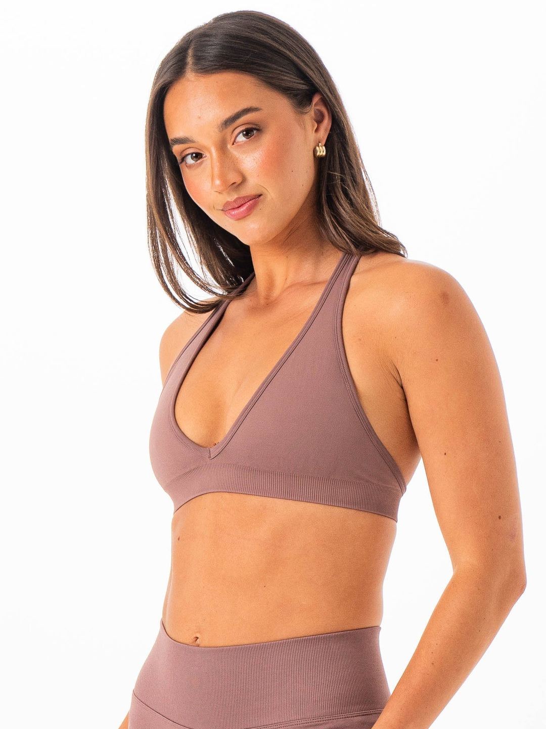 Sculpt Seamless Halter Bra - Mocha Clothing Ryderwear 