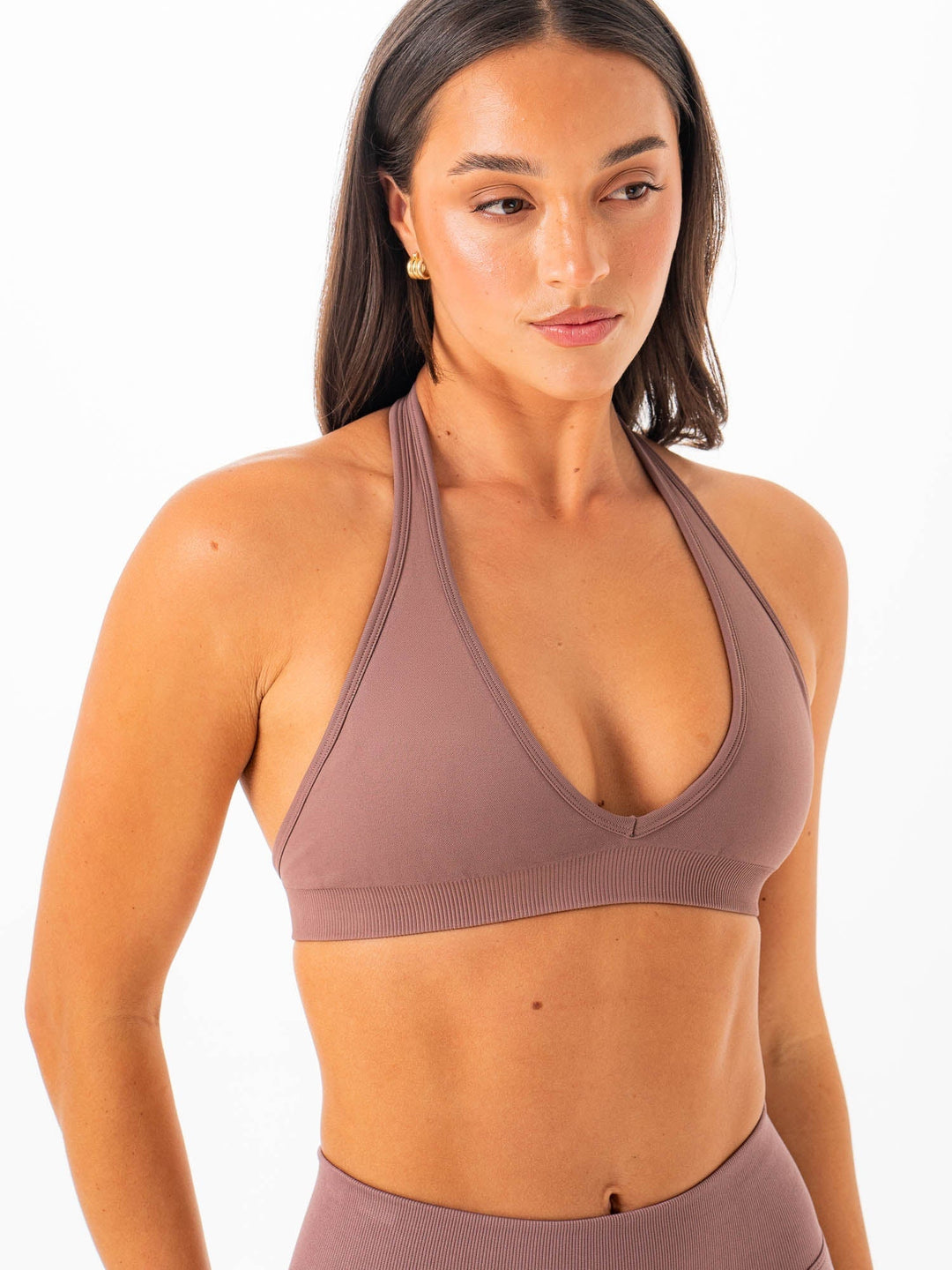 Sculpt Seamless Halter Bra - Mocha Clothing Ryderwear 