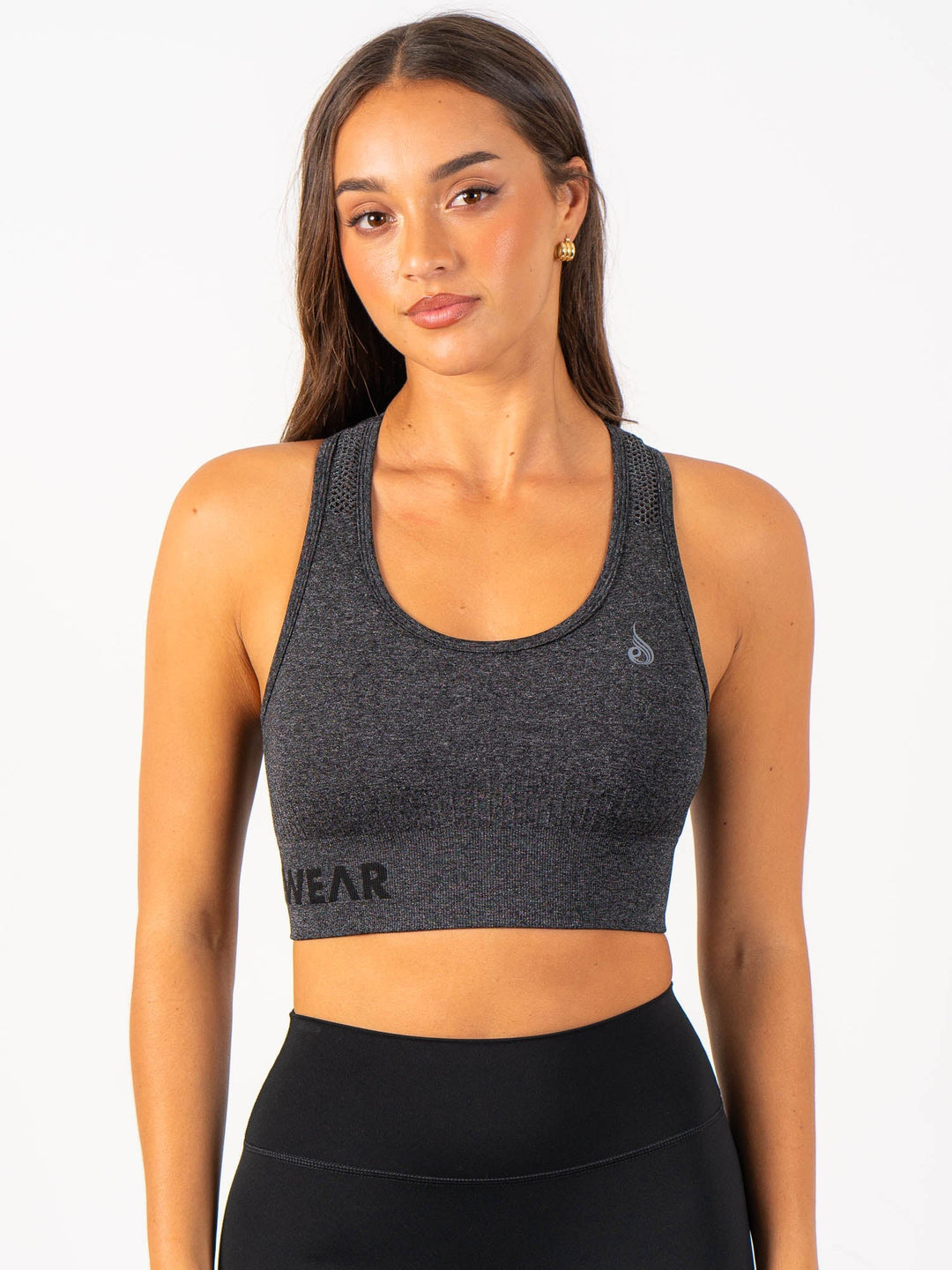 Seamless Staples Sports Bra - Charcoal Marl Clothing Ryderwear 