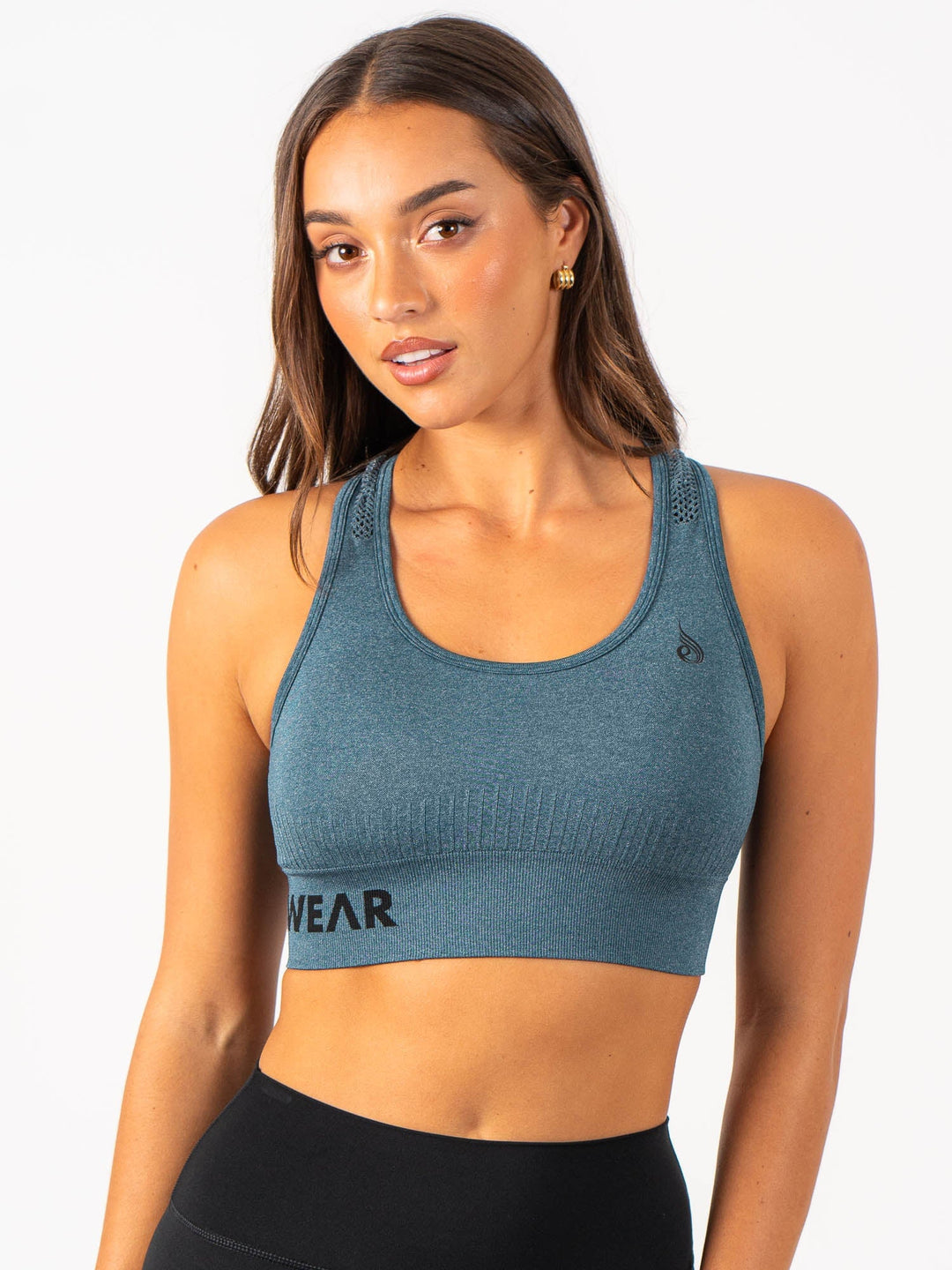 Seamless Staples Sports Bra - Teal Marl Clothing Ryderwear 