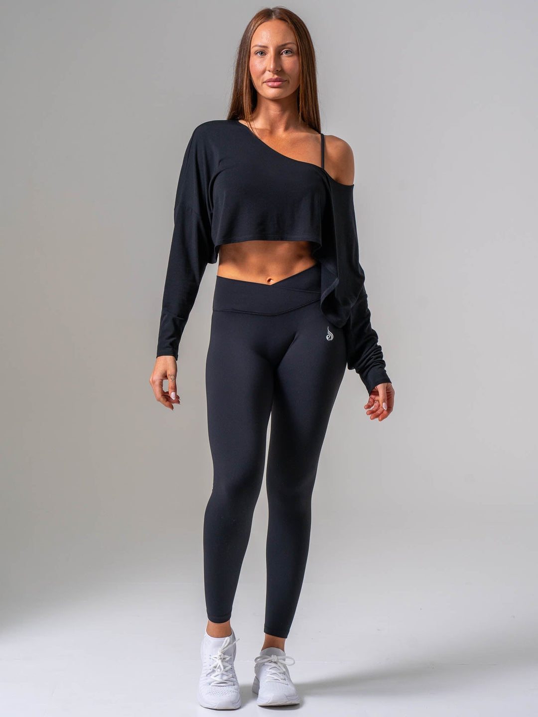 Slouchy Off Shoulder Top - Black Clothing Ryderwear 