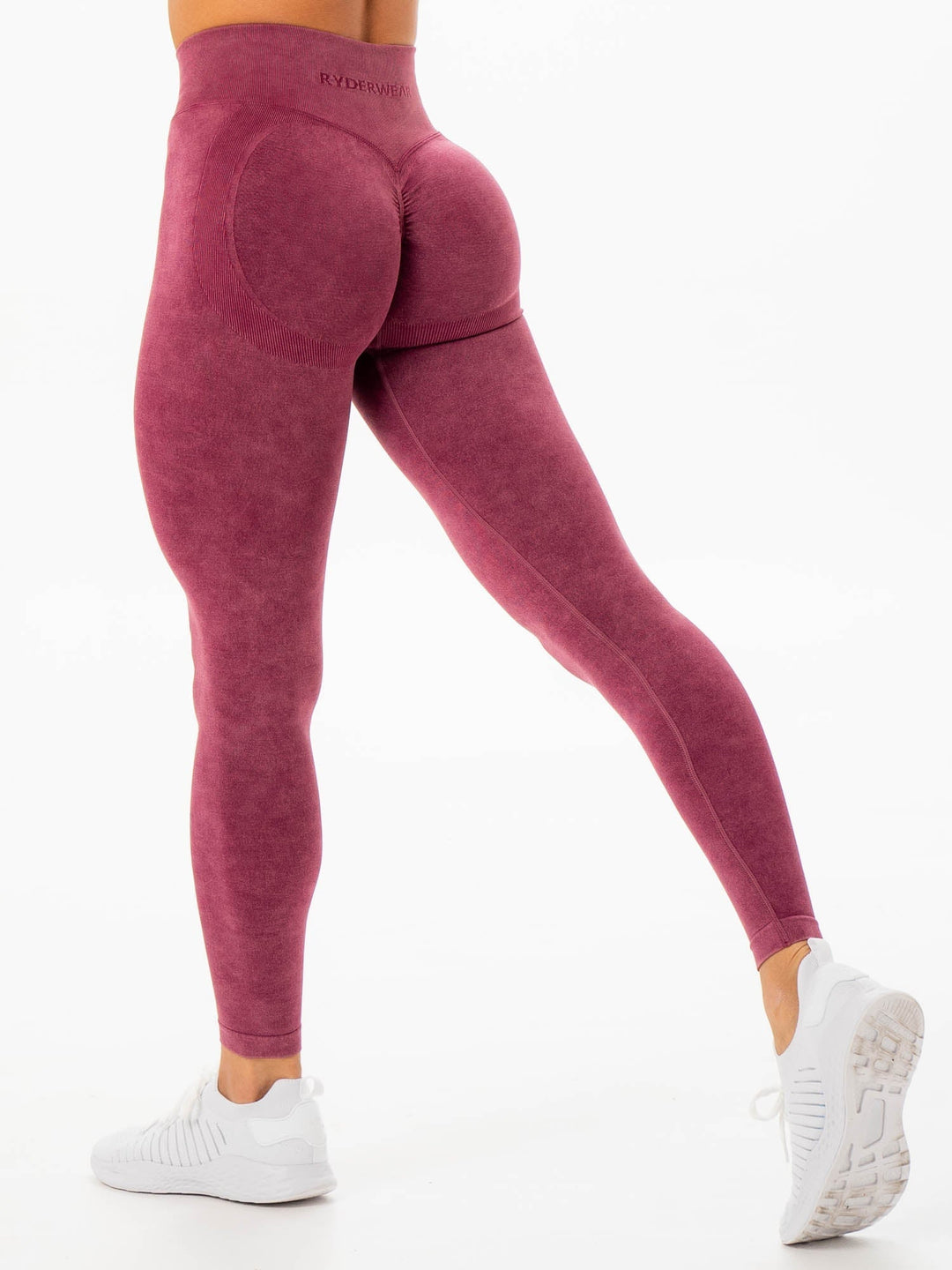 Stonewash Scrunch Seamless Leggings - Wine Stonewash Clothing Ryderwear 