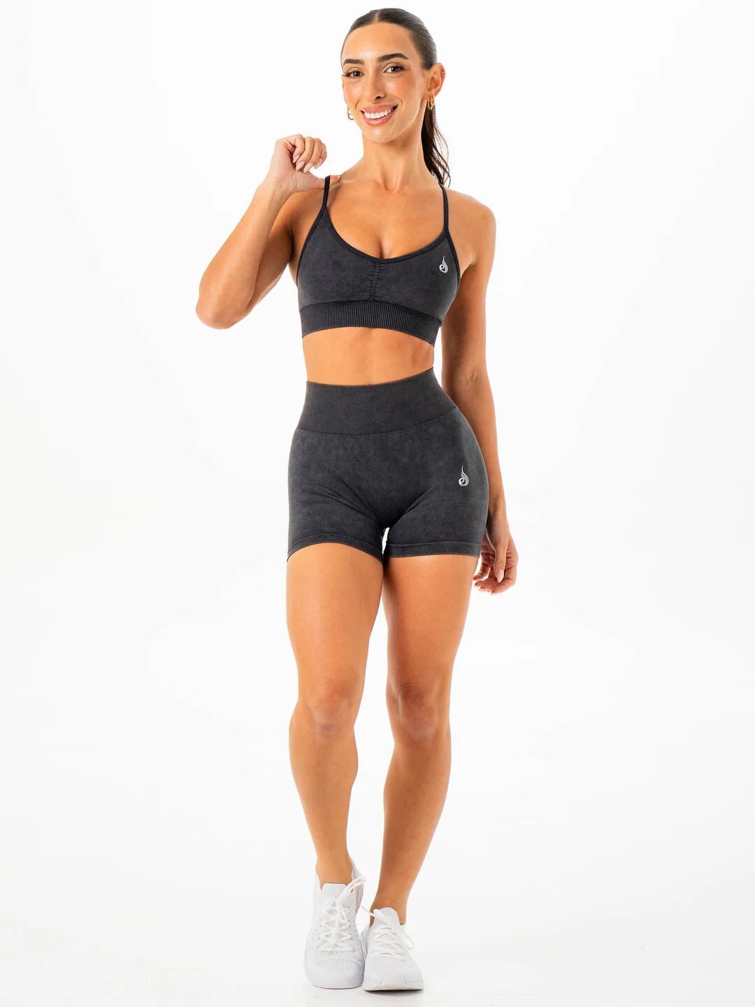 Stonewash Scrunch Seamless Shorts - Black Clothing Ryderwear 