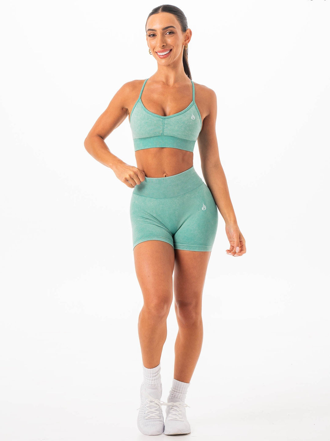 Stonewash Scrunch Seamless Shorts - Fern Stonewash Clothing Ryderwear 