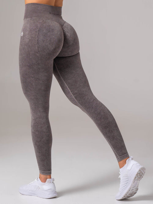 Stonewash Seamless Invisible Scrunch Leggings Cocoa