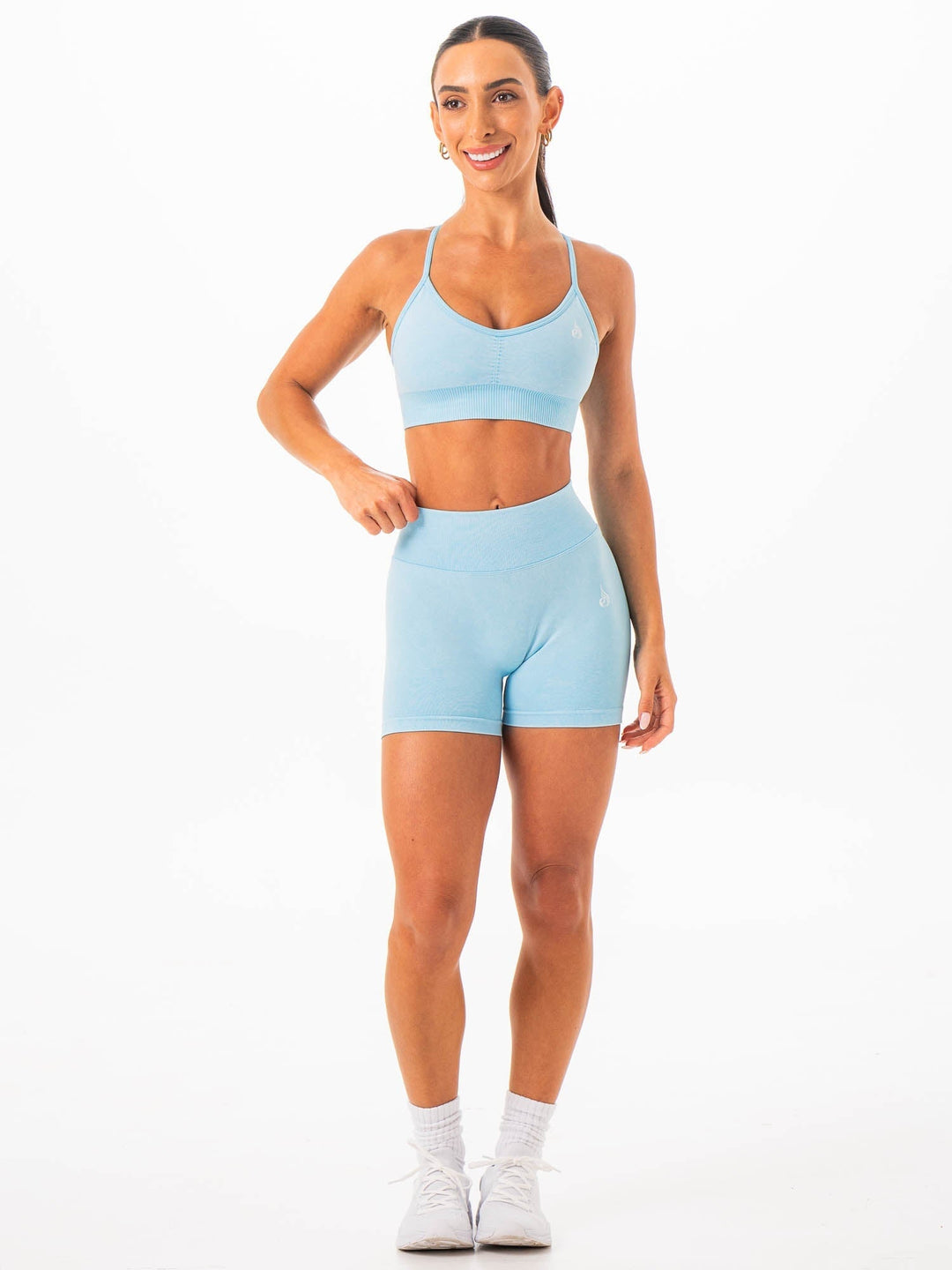 Stonewash Seamless Sports Bra - Azure Stonewash Clothing Ryderwear 